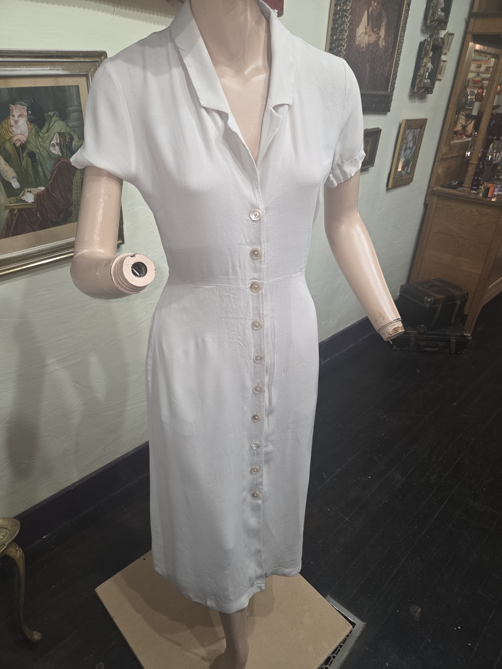 Wilfred Cream Button-Front Midi Dress